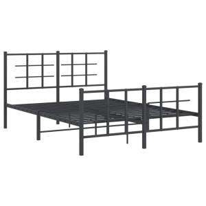 Schwarzes Metall Bettgestell 140x190 cm mit Kopf- und Fußteil von vidaXL.