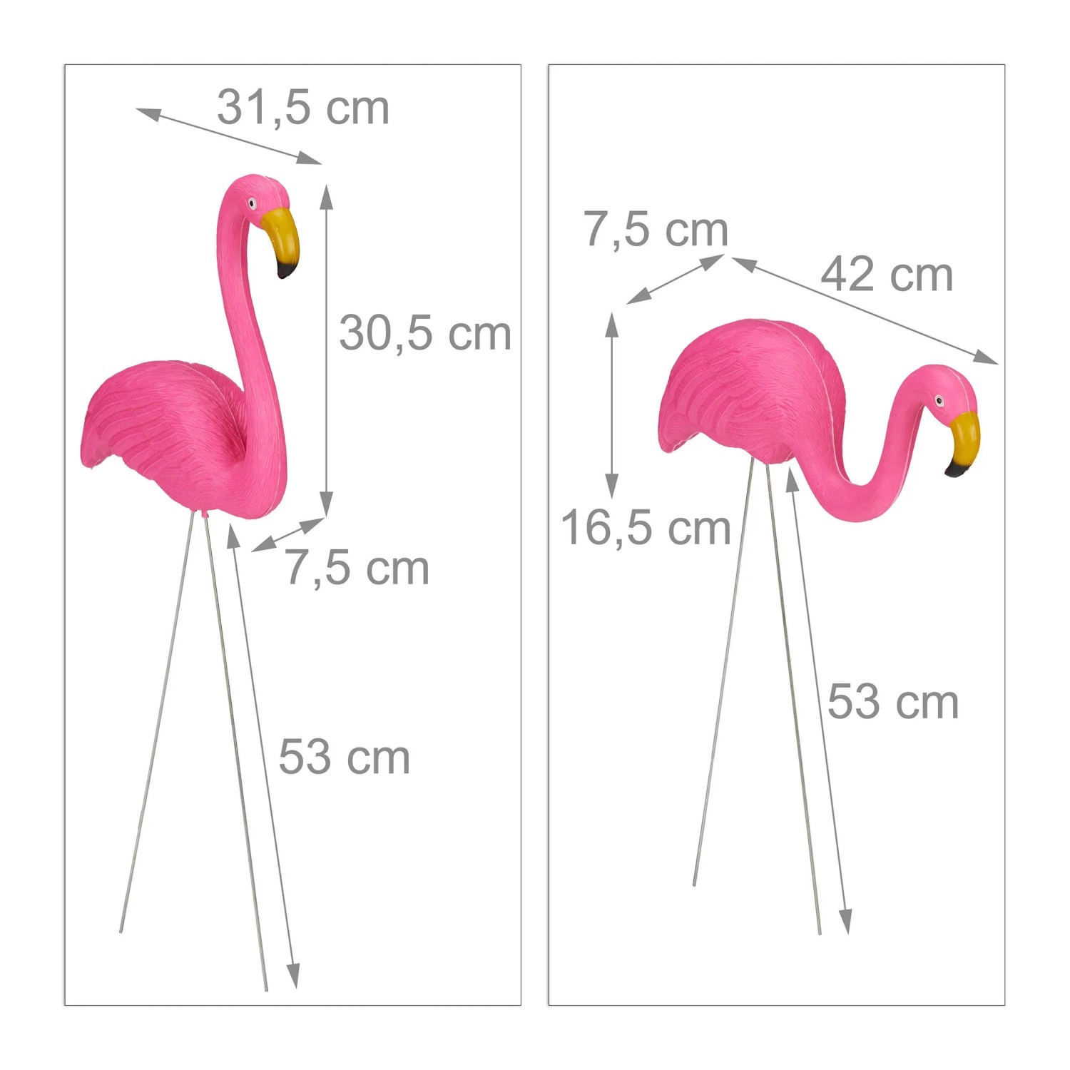 Relaxdays Flamingo Figur 2er Set Kunststoff Pink 70 cm x 42 cm x 7,5 cm_4
