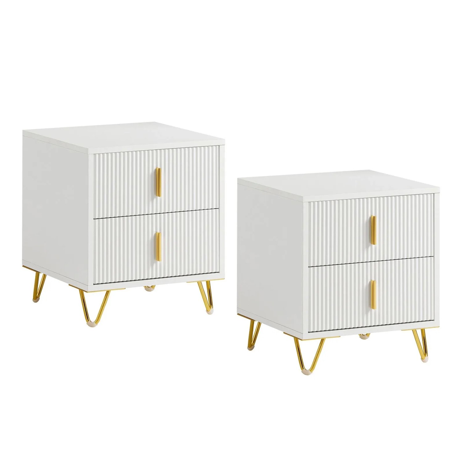 SoBuy 2er Set Nachttisch mit 2 Schubladen Beistelltisch 40x47x40cm Weiß FBT günstig online kaufen