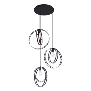 QAZQA Design Pendelleuchte Schwarz Rund 3 Flammig Indu