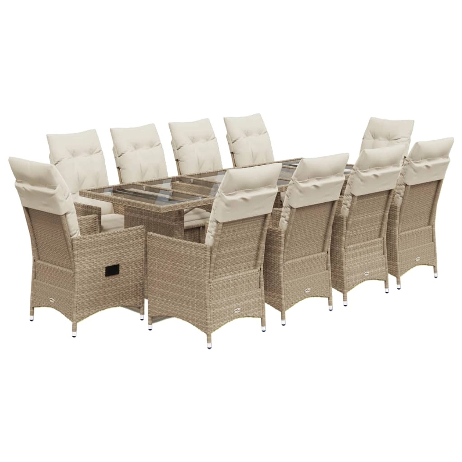 vidaXL 11-Tlg Garten-Bistro-Set mit Kissen Beige Poly Rattan 3277266