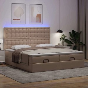 vidaXL Ottoman-Bett mit Matratzen & LEDs Cappuccino-Braun 160x200cm 3314502