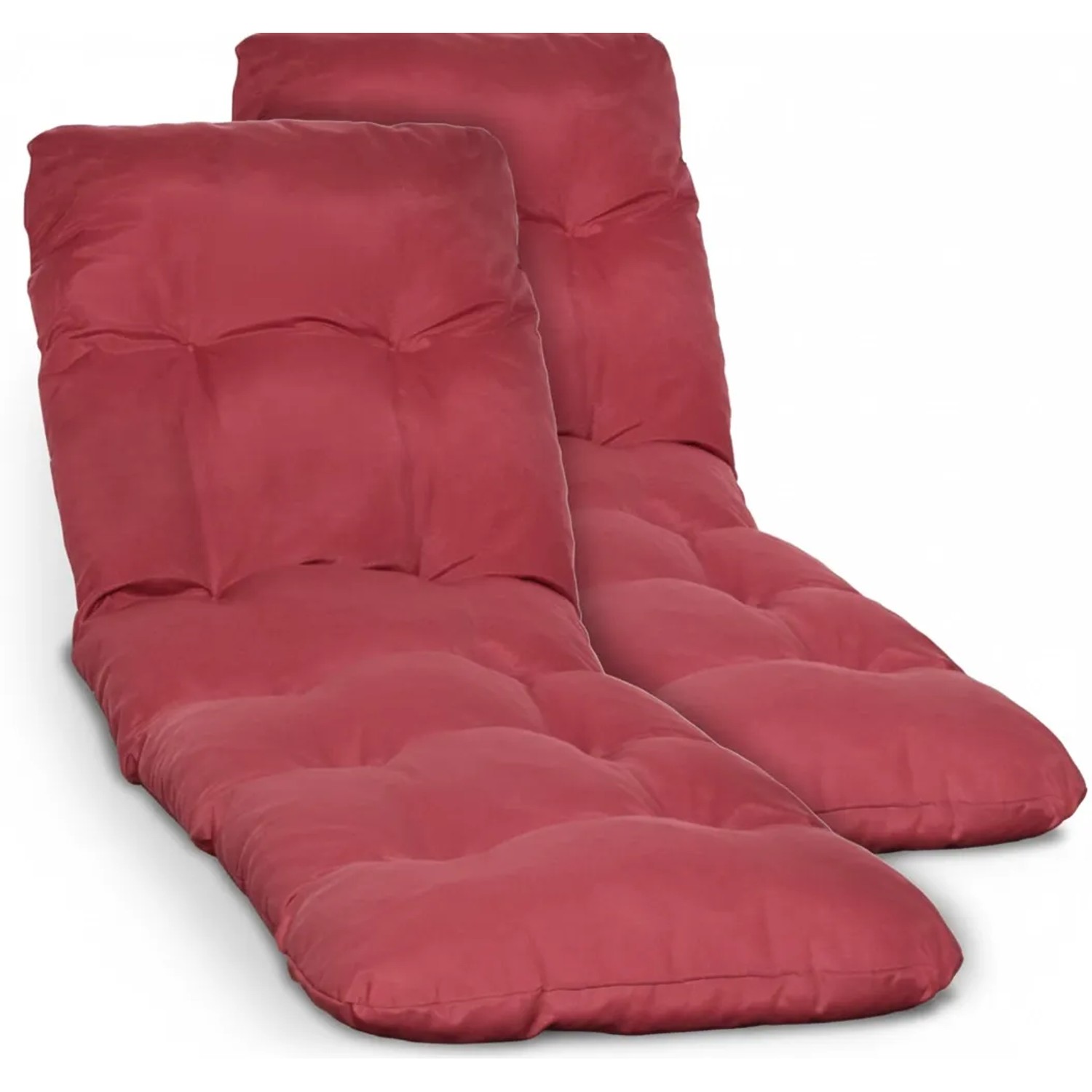 Beautissu 2X Auflage Sonnenliege Deckchair Flair RL 190x60x8 cm Rot