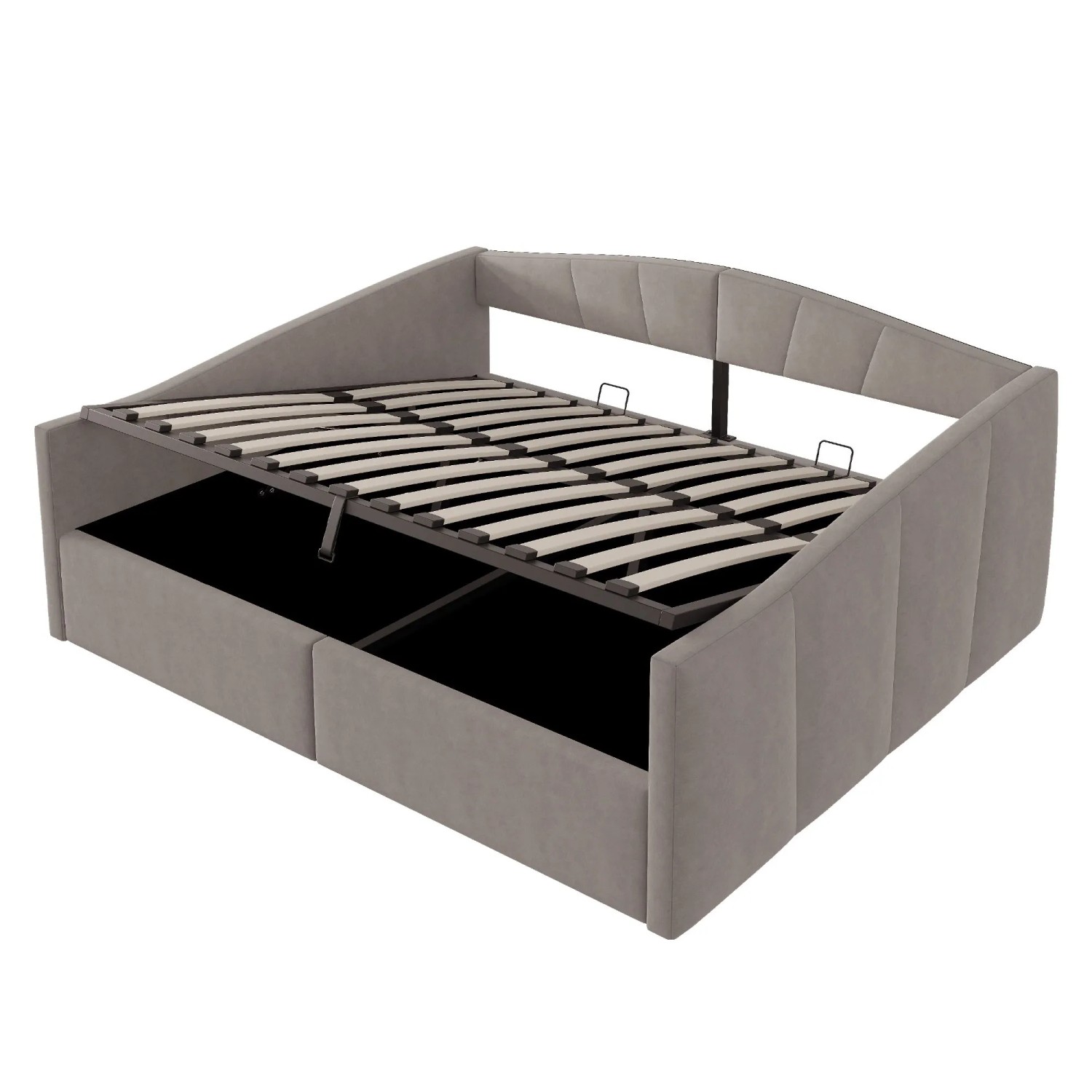 Merax Schlafsofa 140x200cm Hydraulik Lattenrost Samt Grau