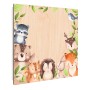 Banjado Schlüsselbox Holz, 30x30cm, Weiß, Motiv Waldtierfreunde, 50 Haken, Scharnier rechts.