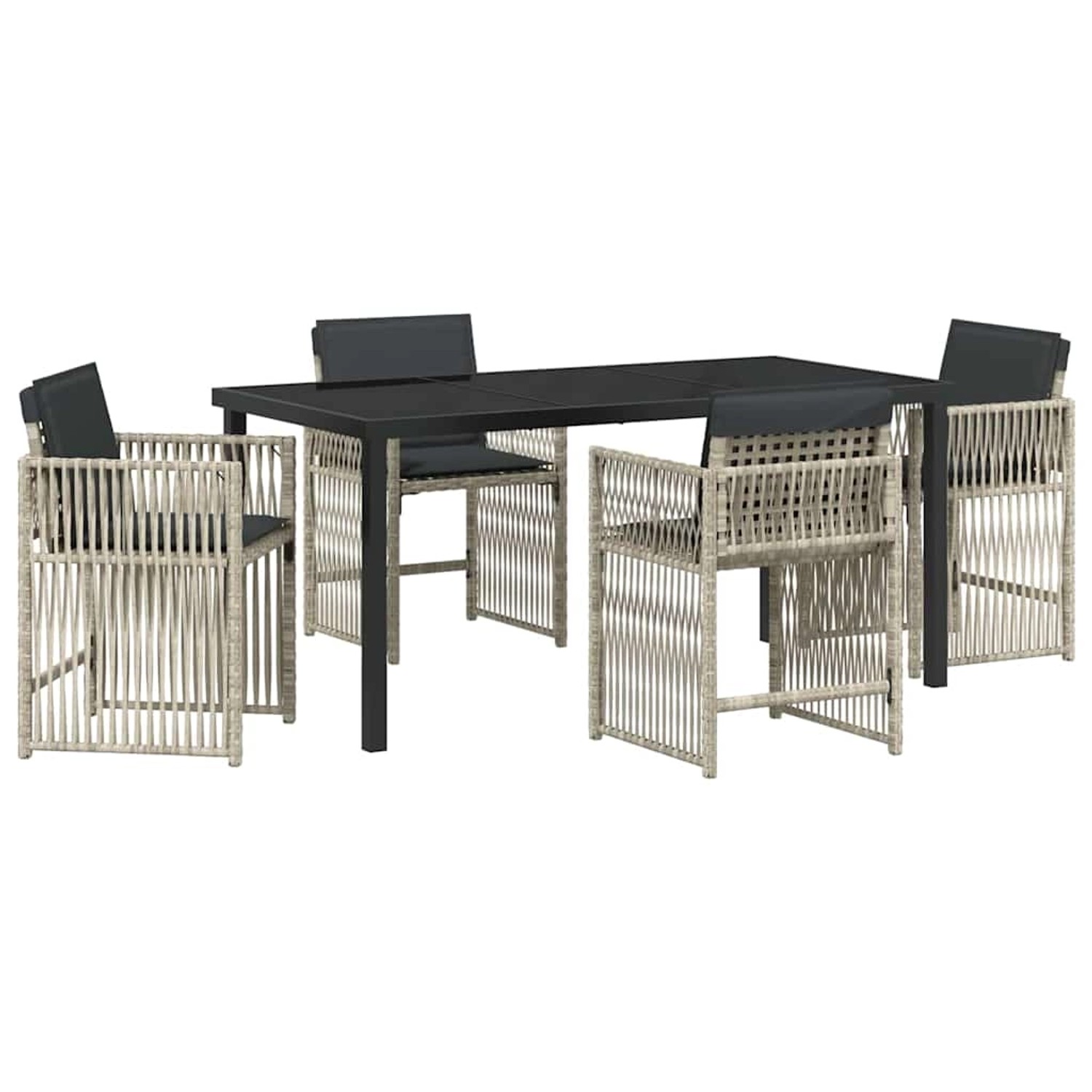 vidaXL Garten Essgruppe 5-Tlg Hellgrau Poly Rattan 3380667 günstig online kaufen