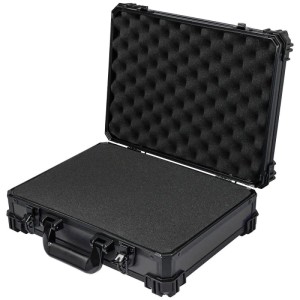 HMF 15502-02 Transportkoffer Rasterschaumstoff Universalkoffer 39 x 29 x 12 cm Schwarz