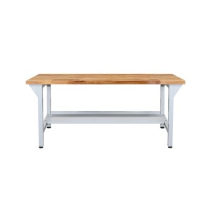 PROREGAL Werkbank Rhino Plus, 150x70 cm, mit Buchenplatte und lichtgrauem Gestell.