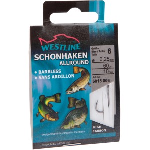 Westline Schonhaken Allround Gr. 6, silberner Angelhaken im Set, geeignet zum Angeln.