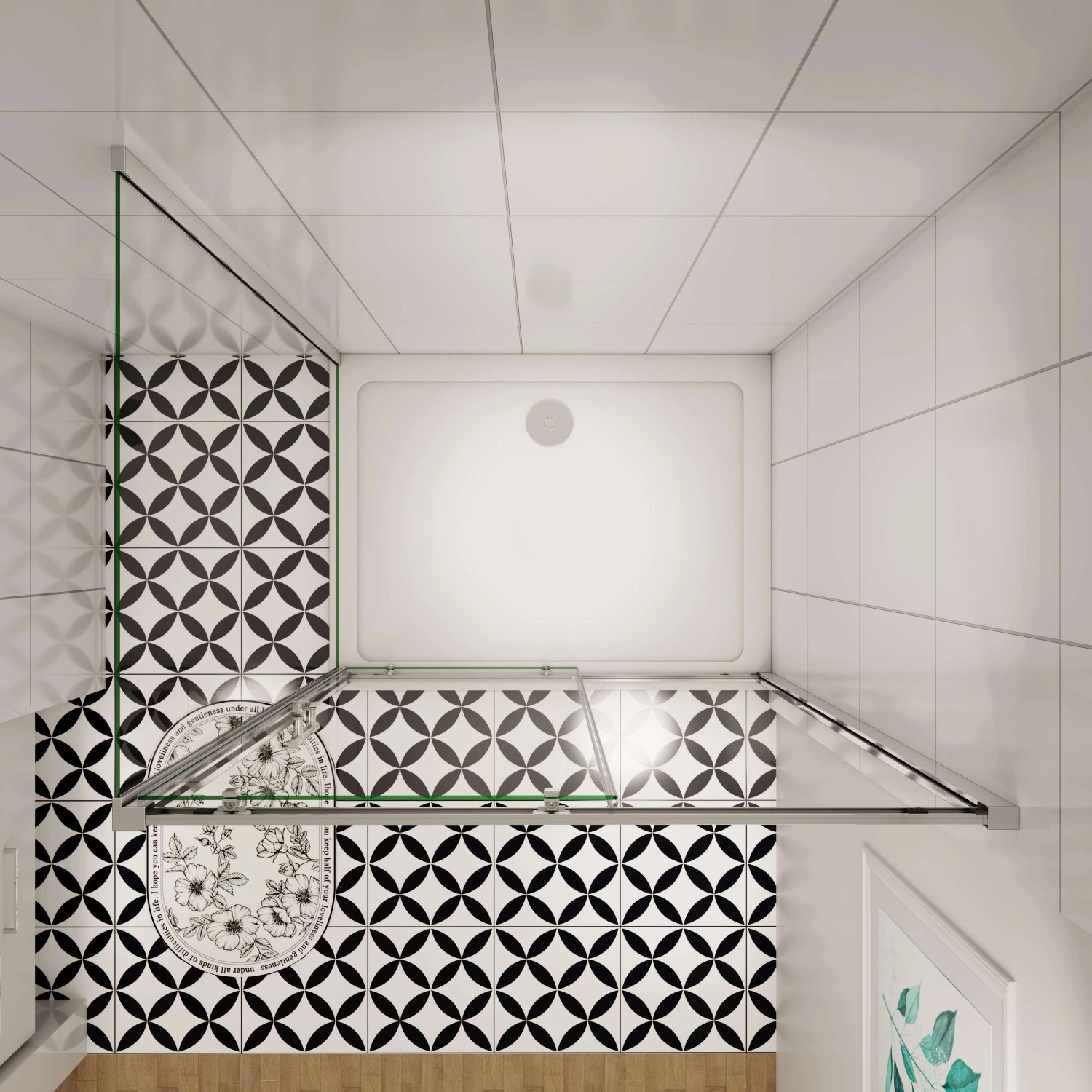 AICA Duschkabine 140cm mit Schiebetür und Seitenwand, chromglänzend, aus ESG Sicherheitsglas.