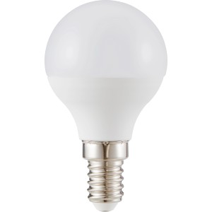 LED-Leuchtmittel E14 in Glühlampenform, 4,8W, kaltweißes Licht.