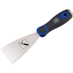 LUX Malerspachtel Flexibel, 6 cm breit, mit blau-schwarzem Griff und Stahlblatt.