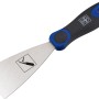 LUX Malerspachtel Flexibel, 6 cm breit, mit blau-schwarzem Griff und Stahlblatt.