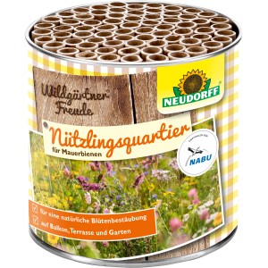 Neudorff Nützlingsquartier für Mauerbienen im Detail. Insektenhotel zur Förderung der Artenvielfalt.