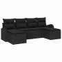 Schwarzes 6-teiliges Garten-Sofa-Set aus Poly Rattan mit Kissen von vidaXL.
