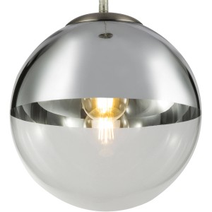 Moderne Globo Pendelleuchte Varus mit nickel-mattem Glasschirm.