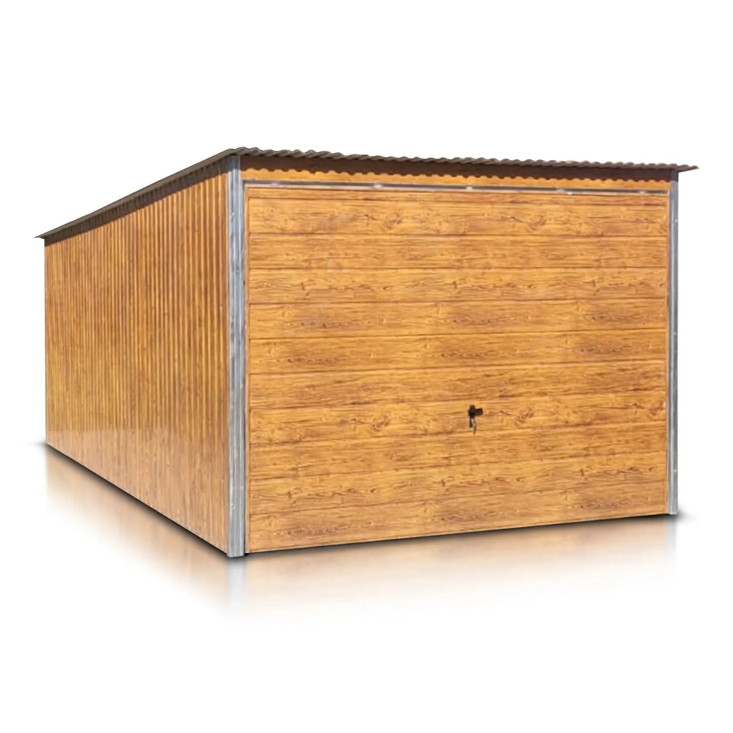 Liderstal Einzelgarage Standard aus Blech 300 x 500 cm Holzoptik