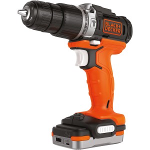 Black+Decker Akku-Schlagbohrschrauber BDCHD12S1 mit Akku und Bohrfutter, orange-schwarz.