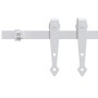 Weißes Mini Schiebetürbeschlag Set aus Carbonstahl für Schranktüren, 183 cm lang, mit Rollen und Laufschiene.