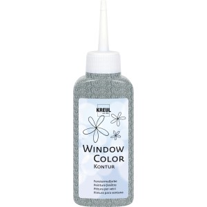 Kreul Window Color Konturenfarbe Glitzer-Silber, 80ml Flasche für Fensterbilder.