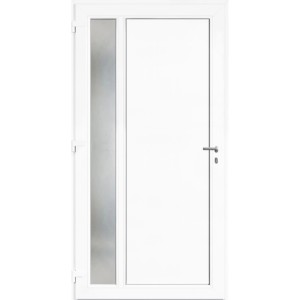 Weiße Kunststoff-Haustür Panto K011 mit Seitenteil, 110x210 cm, DIN links.