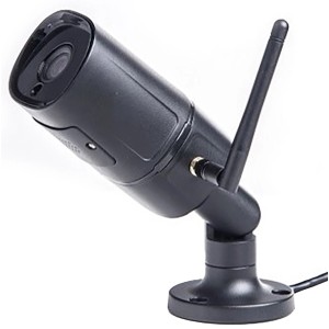 Schwarze Summer Fun Smart Garden Cam Outdoor WiFi Kamera mit Antenne und Fuß.