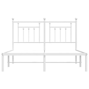 Weißes Metallbettgestell 140x200 cm mit Kopfteil für Matratze (nicht enthalten).