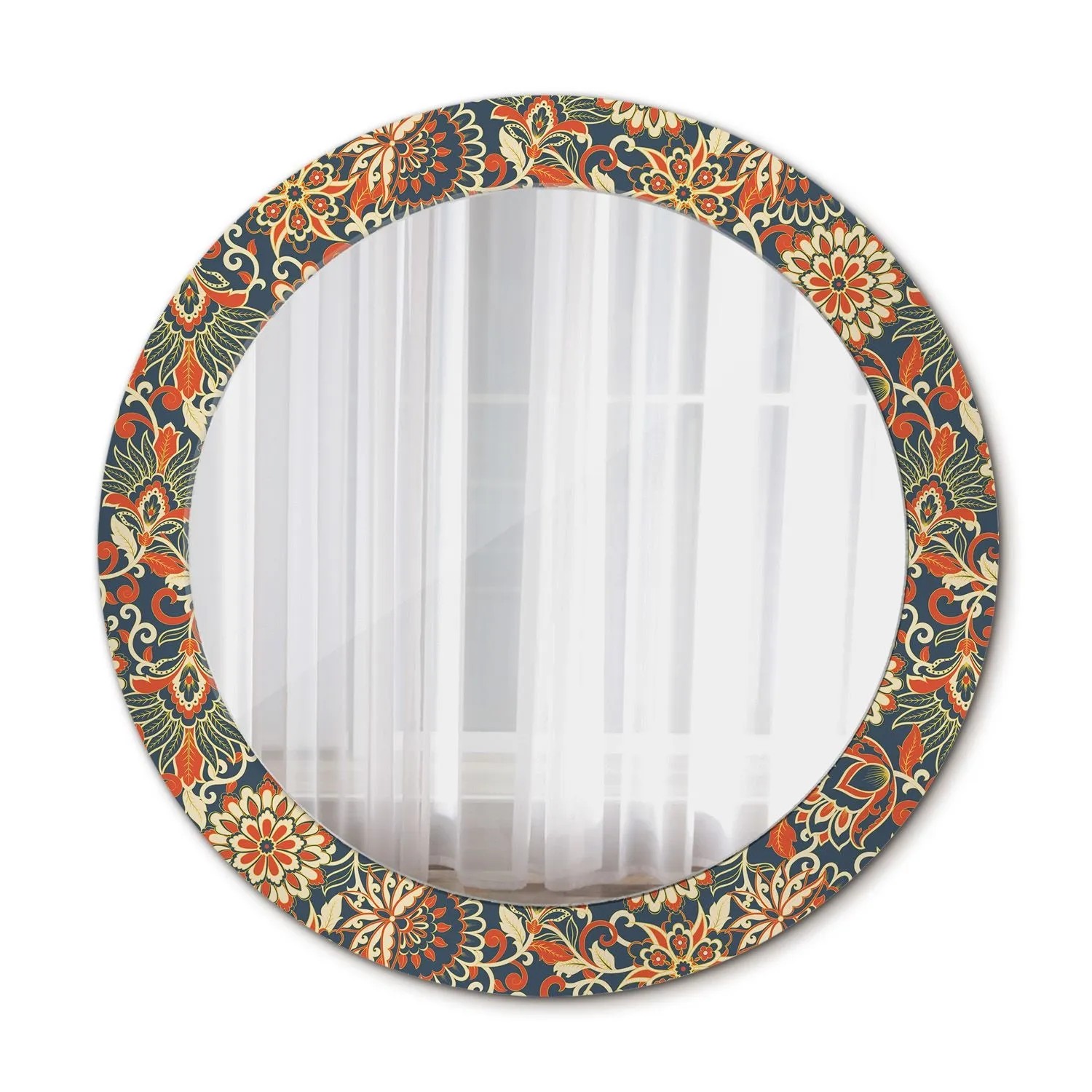 Tulup Spiegel mit Aufdruck Retro Blumen 70x70 cm Runder Spiegel mit Dekorat günstig online kaufen