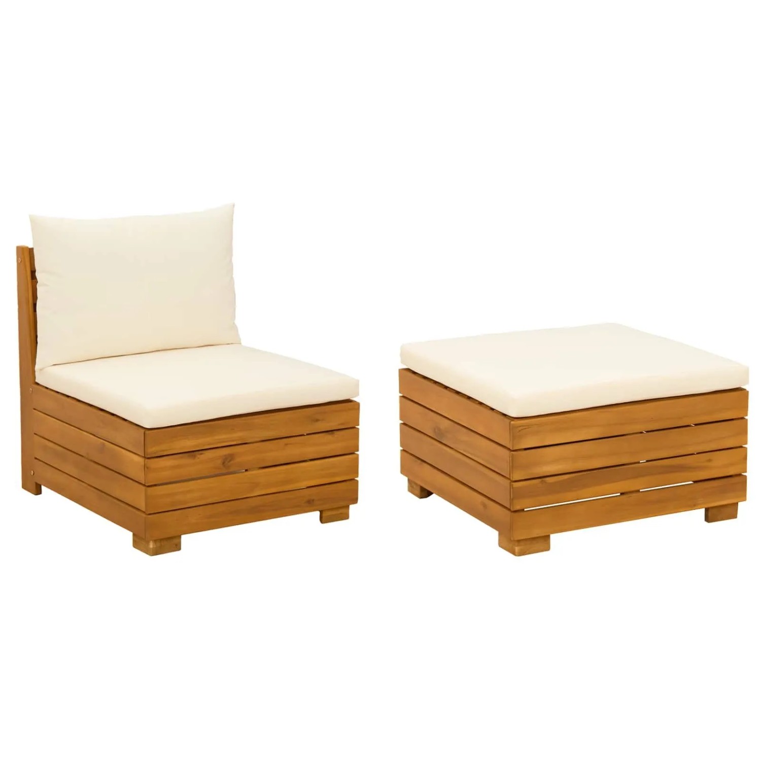 vidaXL Garten-Lounge-Set mit Kissen 2 Stück Braun Massivholz Akazie 42022434