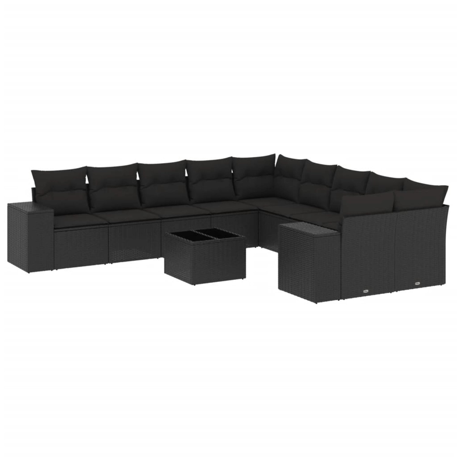 vidaXL 11-Tlg Garten-Sofagarnitur mit Kissen Schwarz Poly Rattan 3255452 günstig online kaufen