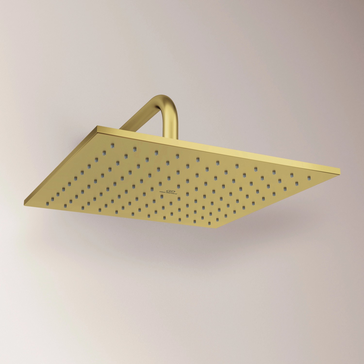 Eckige Ideal Standard Kopfbrause Idealrain Atelier in gebürstetem Gold, 300x300 mm.