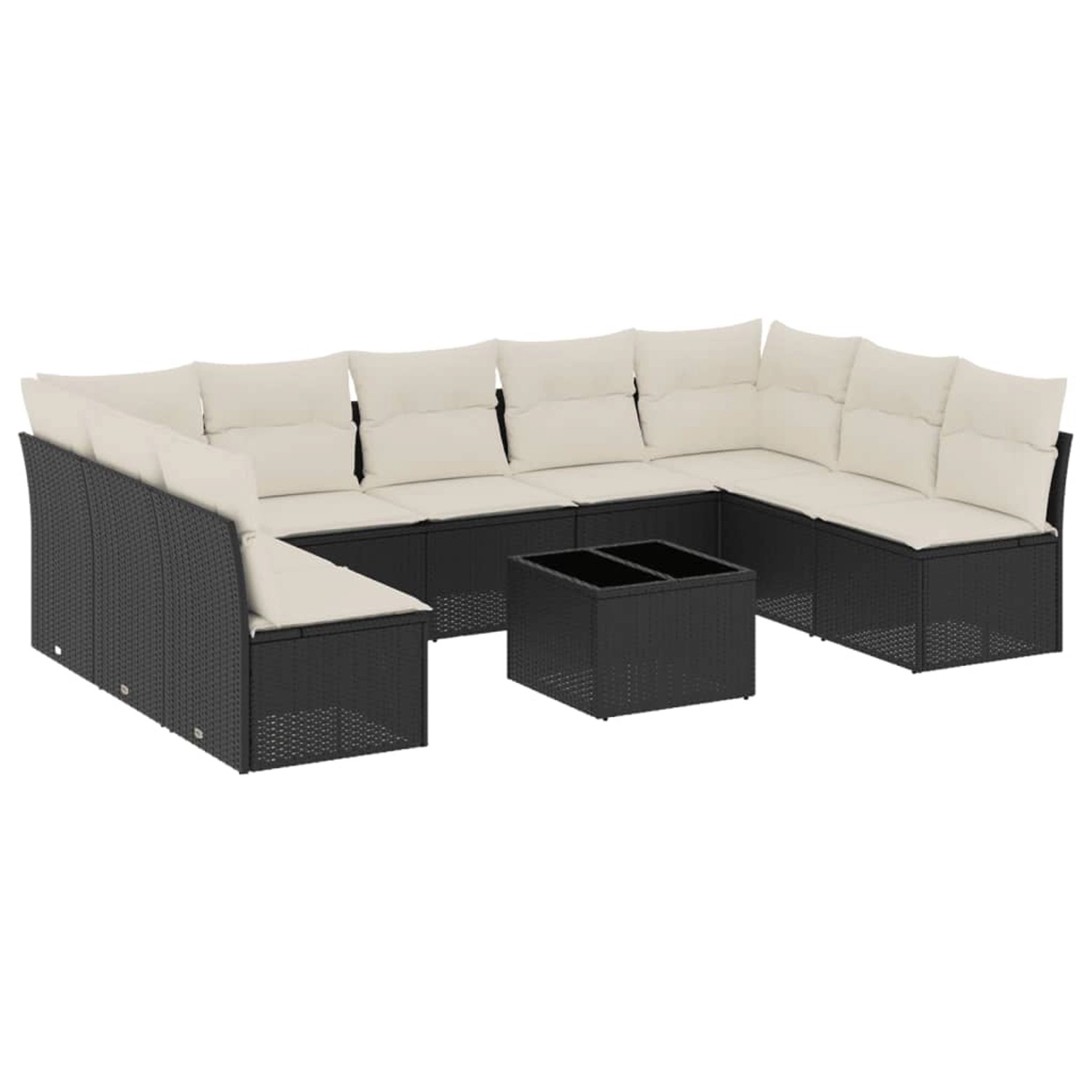 vidaXL 10-Tlg Garten-Sofagarnitur mit Kissen Schwarz Poly Rattan 3218076 günstig online kaufen