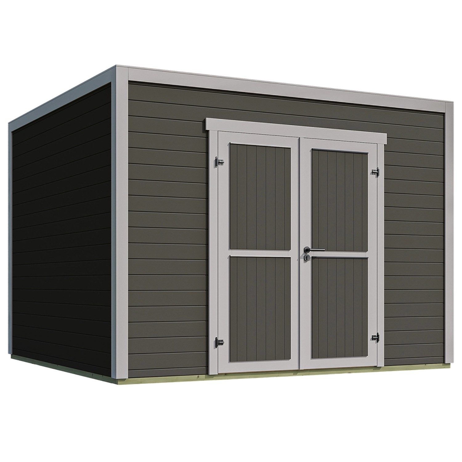 Weka Gartenhaus Batu 3 Flachdach Vollholztür Dark Grey 300 cm x 300 cm