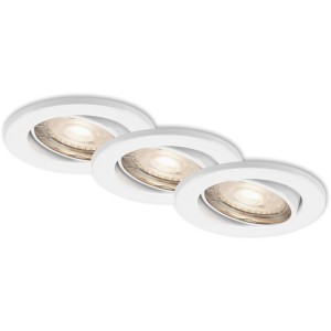 3er Set Briloner LED-Einbaustrahler in Weiß, schwenkbar für Innenräume.
