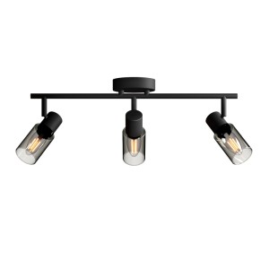 Schwarzer Philips Spot Palms Deckenstrahler mit 3 verstellbaren E14 Spots und Rauchglas.