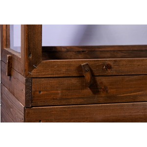 Detailaufnahme: Dunkelbrauner Dobar Frühbeet-Aufsatz aus Holz für Hochbeet.