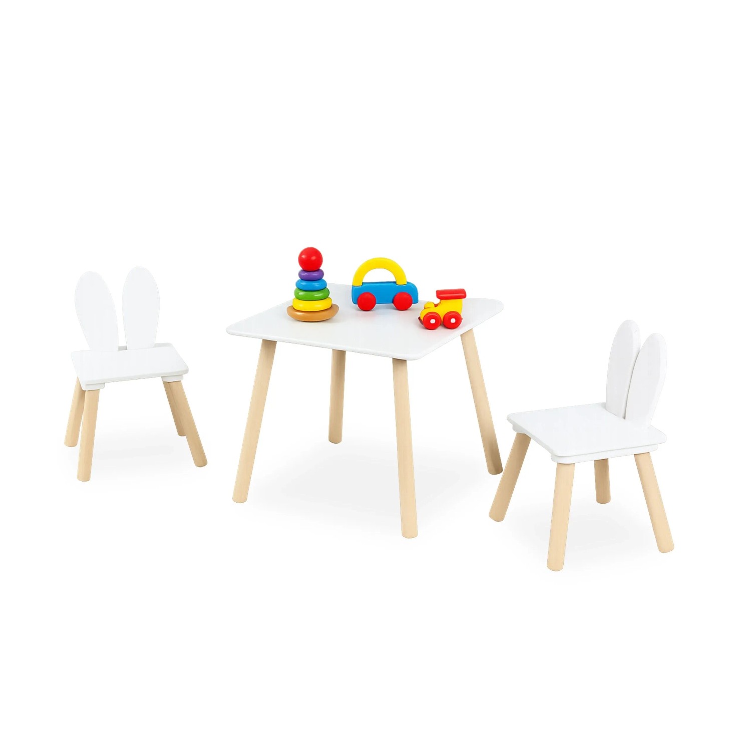 Relaxdays Kindersitzgruppe MDF Kiefernholz Weiß Kaninchenohren 44 x 50 x 50 cm