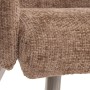 Detailaufnahme: Brauner MCW Esszimmerstuhl G55 mit Chenille-Bezug und Armlehne, 6er-Set.