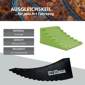 TRUTZHOLM Auffahrkeile (2er Set) mit Unterlegmatten für PKW, SUV, Wohnmobil. Zubehör für Autoanhänger.