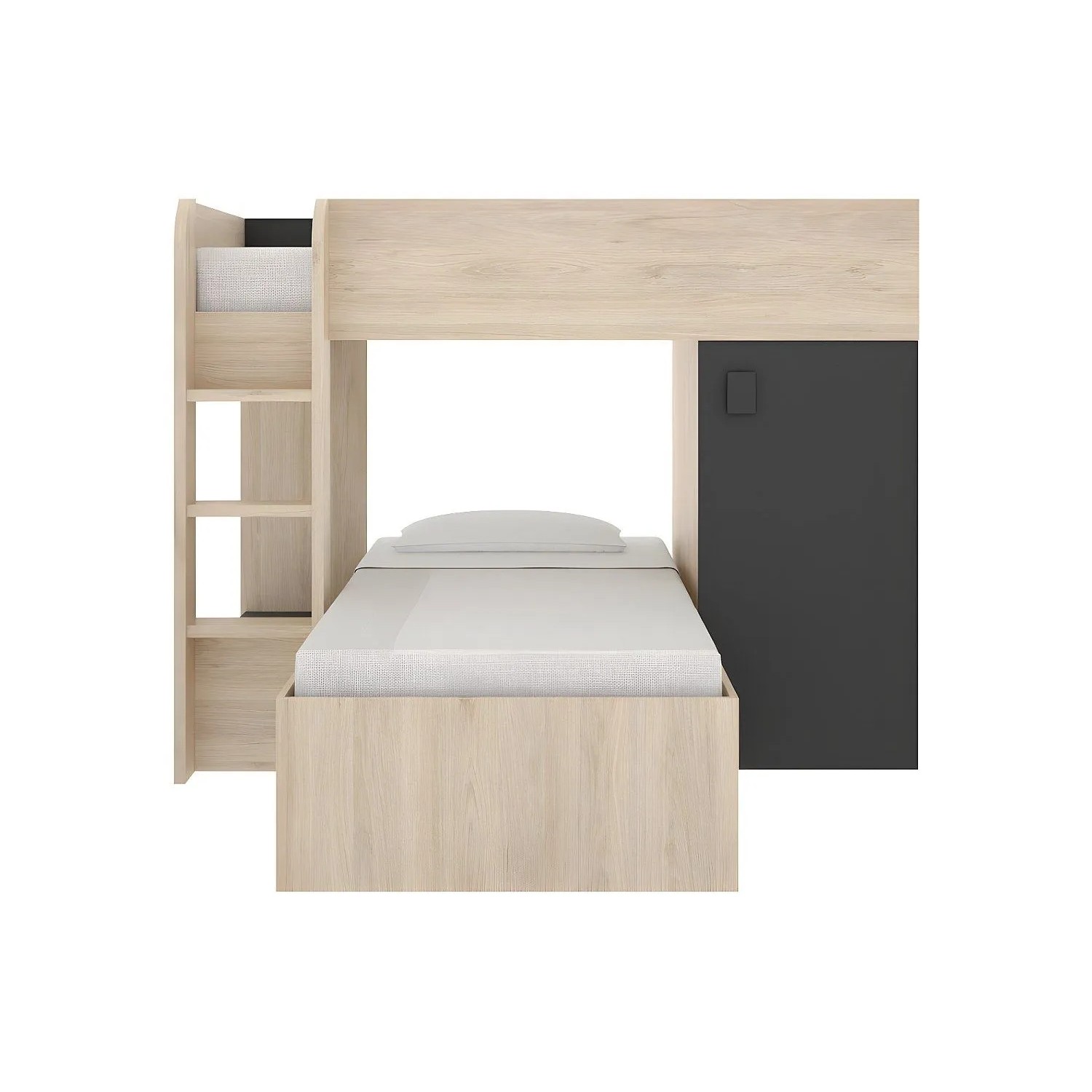 Vente-unique Etagenbett Ricardo Anthrazitgrau  Naturfarben Hell 255 cm