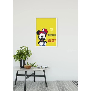 Wandbild: Mickey Mouse mit Schnurrbart, 30x40 cm. Dekoratives Bild für Kinderzimmer.