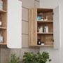 Vicco Badschrank Karen, Sonoma/Weiß, 50x75 cm, mit Tür und offenen Fächern. Badregal zur Wandmontage.