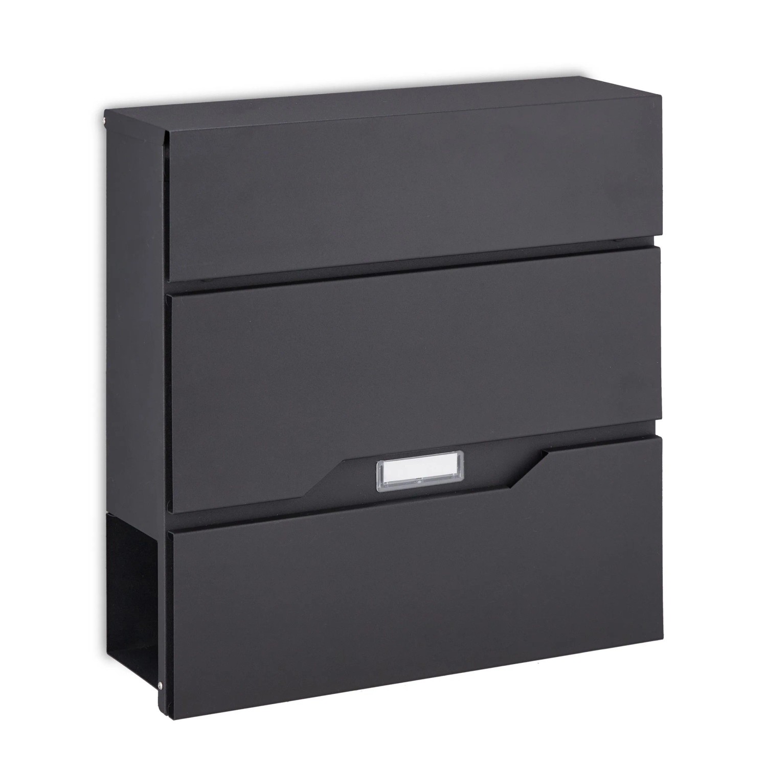 Relaxdays Briefkasten Stahl Schwarz Abschließbar mit Zeitungsfach 37 cm x 37 cm x 11 cm 3,1 kg