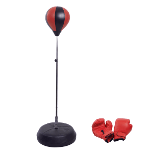 HOMCOM Punchingball Set in Rot/Schwarz mit Boxhandschuhen, höhenverstellbar für Sport & Fitness.