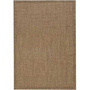 Brauner Ayyildiz Outdoor-Teppich Giza, 120x120 cm, in Sisal-Optik für Balkon und Terrasse.