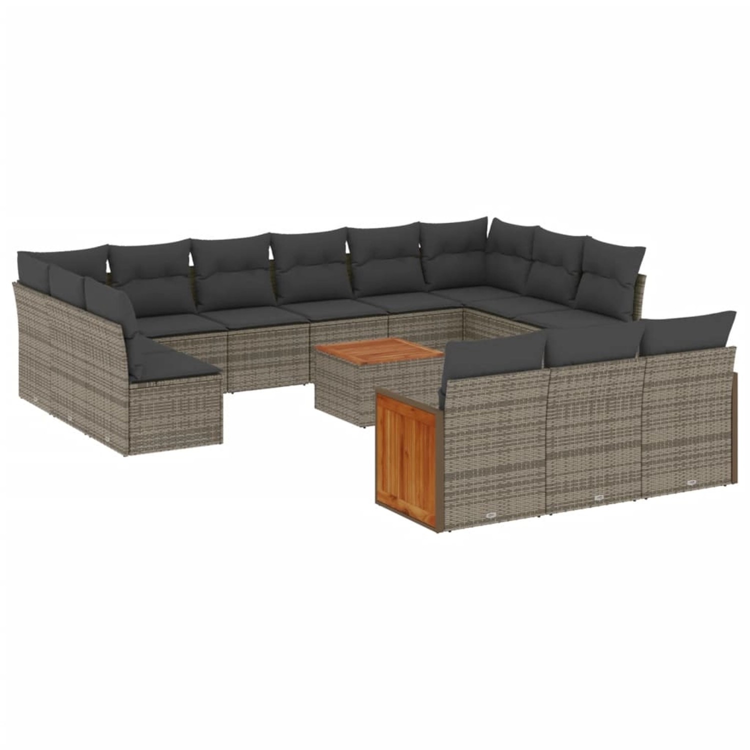 vidaXL 14-Tlg Garten-Sofagarnitur mit Kissen Grau Poly Rattan 3228146 günstig online kaufen