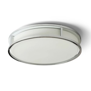 Rendl GRANDE LED Deckenleuchte mit flachem Opalglas und glänzendem Metallrahmen. Ideal für Badezimmer, IP44.