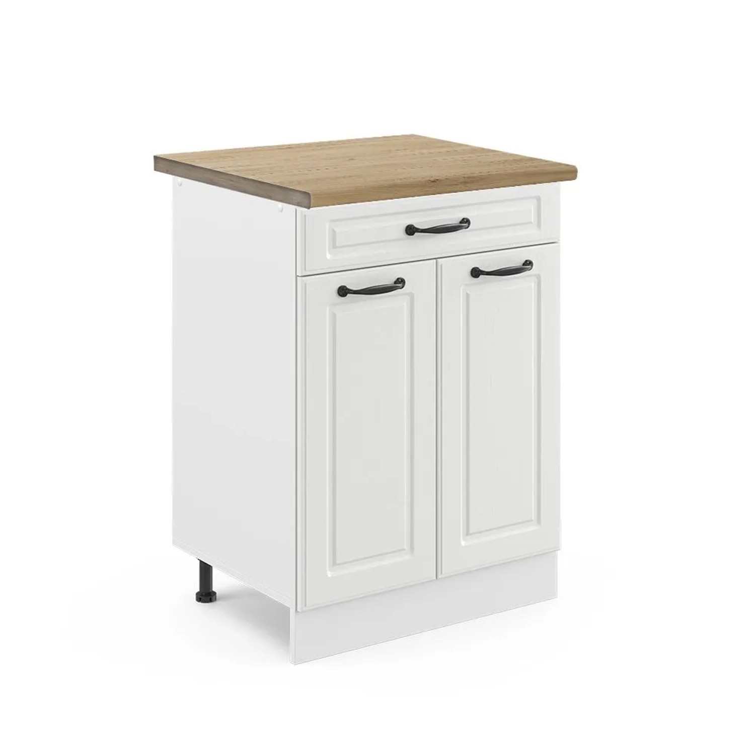 Vicco Küchenunterschrank R-Line Weiß Landhaus Weiß 60 cm mit Schublade AP Eiche