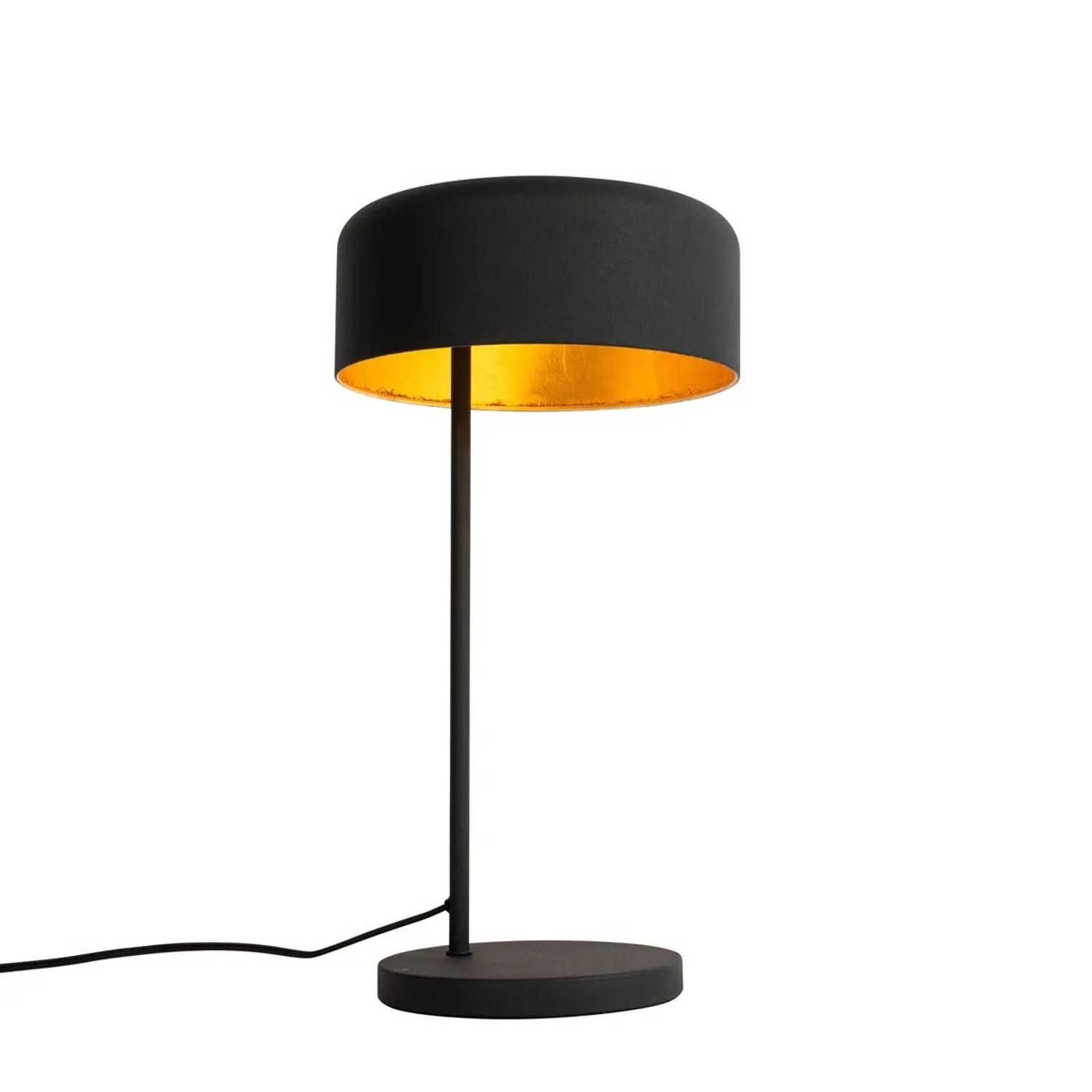 QAZQA Retro Tischlampe Schwarz mit Goldenem Innenleben   Jinte