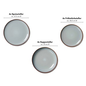 Ritzenhoff & Breker Portofino Teller-Set, 18-teilig: Speise-, Suppen-, Dessertteller aus Steinzeug.
